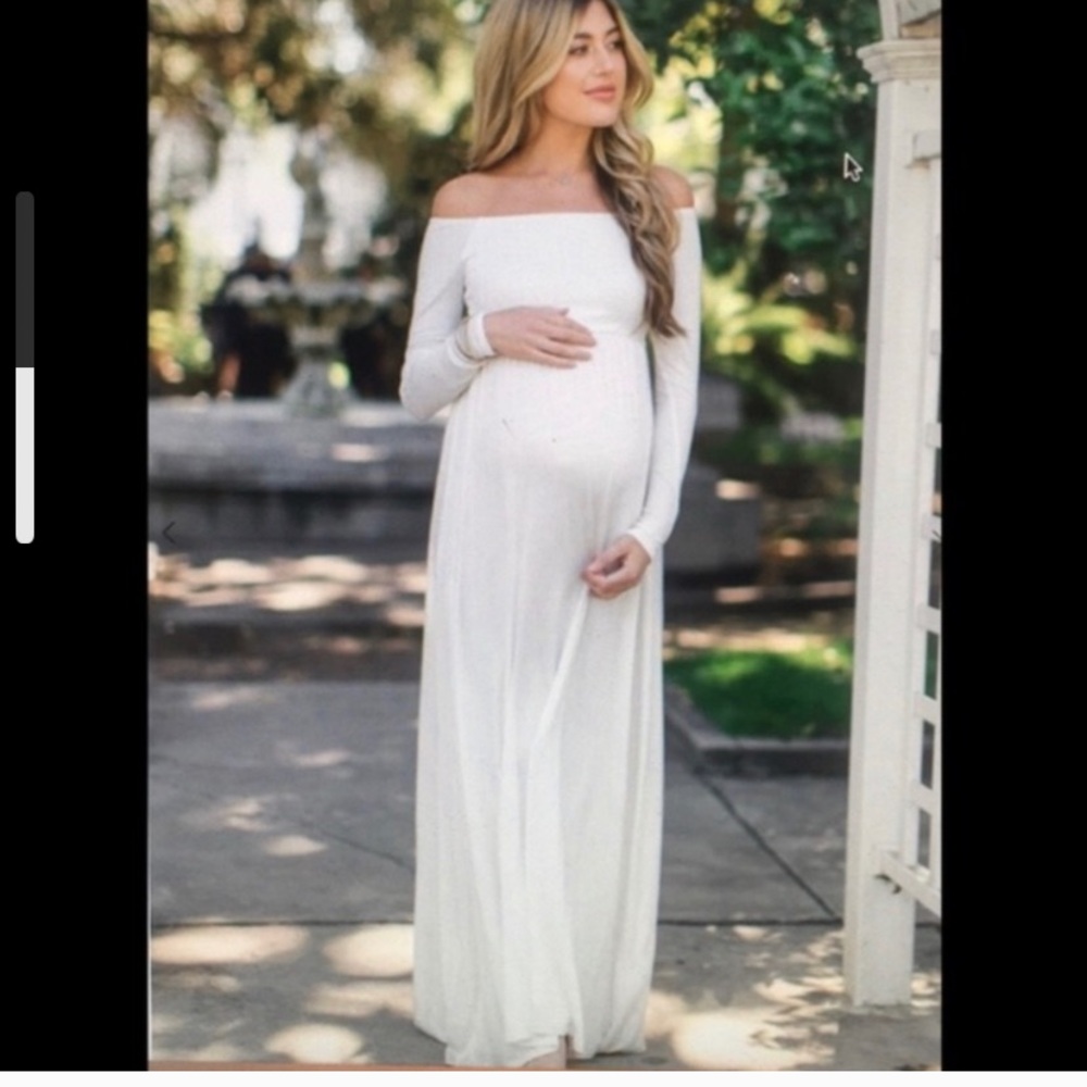 White PinkBlush Maternity Maxi Dress